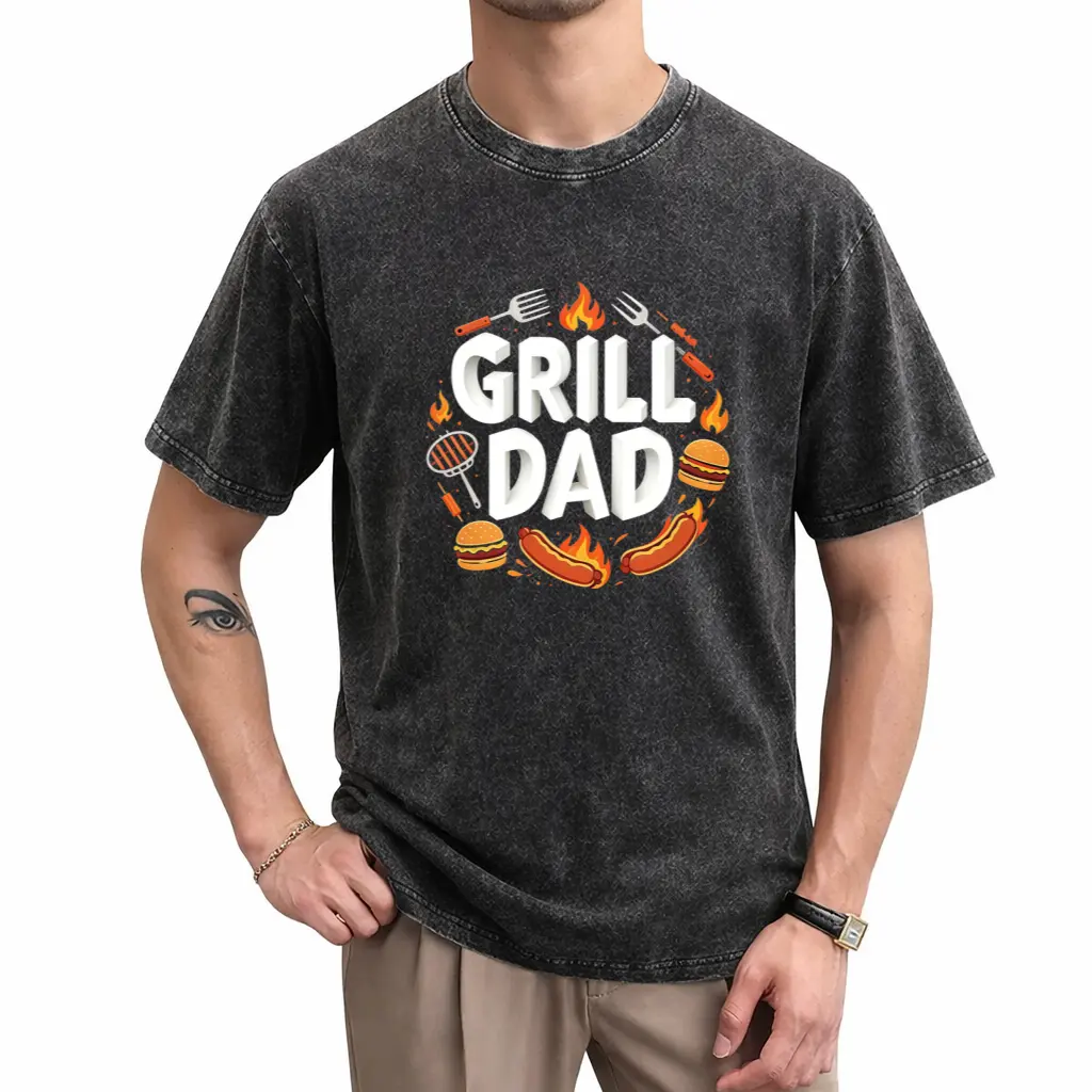 Summer Outdoor Grill Dad Fashion Printed T Shirt