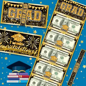 1 Piece Of Surprise Graduation Cash Gift Envelope With 10 Slots - Elegant Black And Gold Design, Suitable For Graduation Season Celebrations, Cash Gift Presentation | Elegant Gift Envelope | Exquisite Souvenir