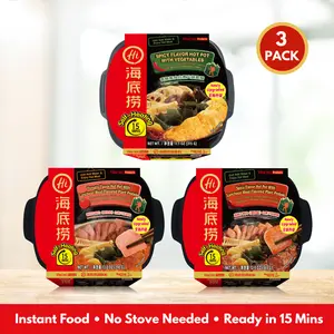 Haidilao Self-Heating Hot Pot 3-PCS Bundle - 9 Flavors Available, Tomato & Spicy, Ready in 15 Mins, Instant Delicious Flavor, No Stove Needed Quick Meal Chinese Dish
