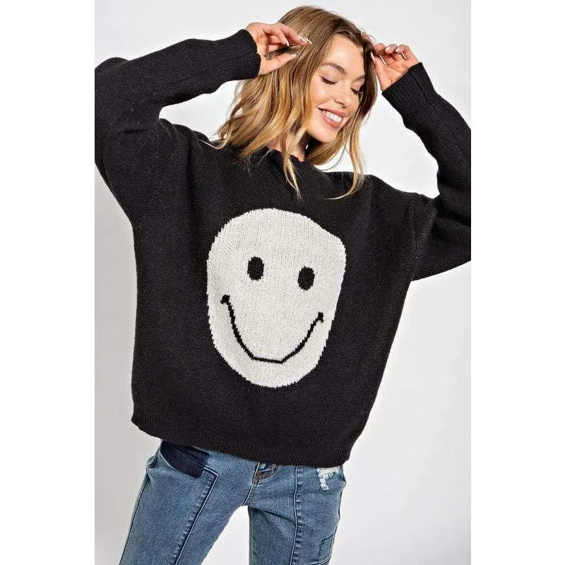 Smiley Face Loose Fit Sweater [2 Color Options]