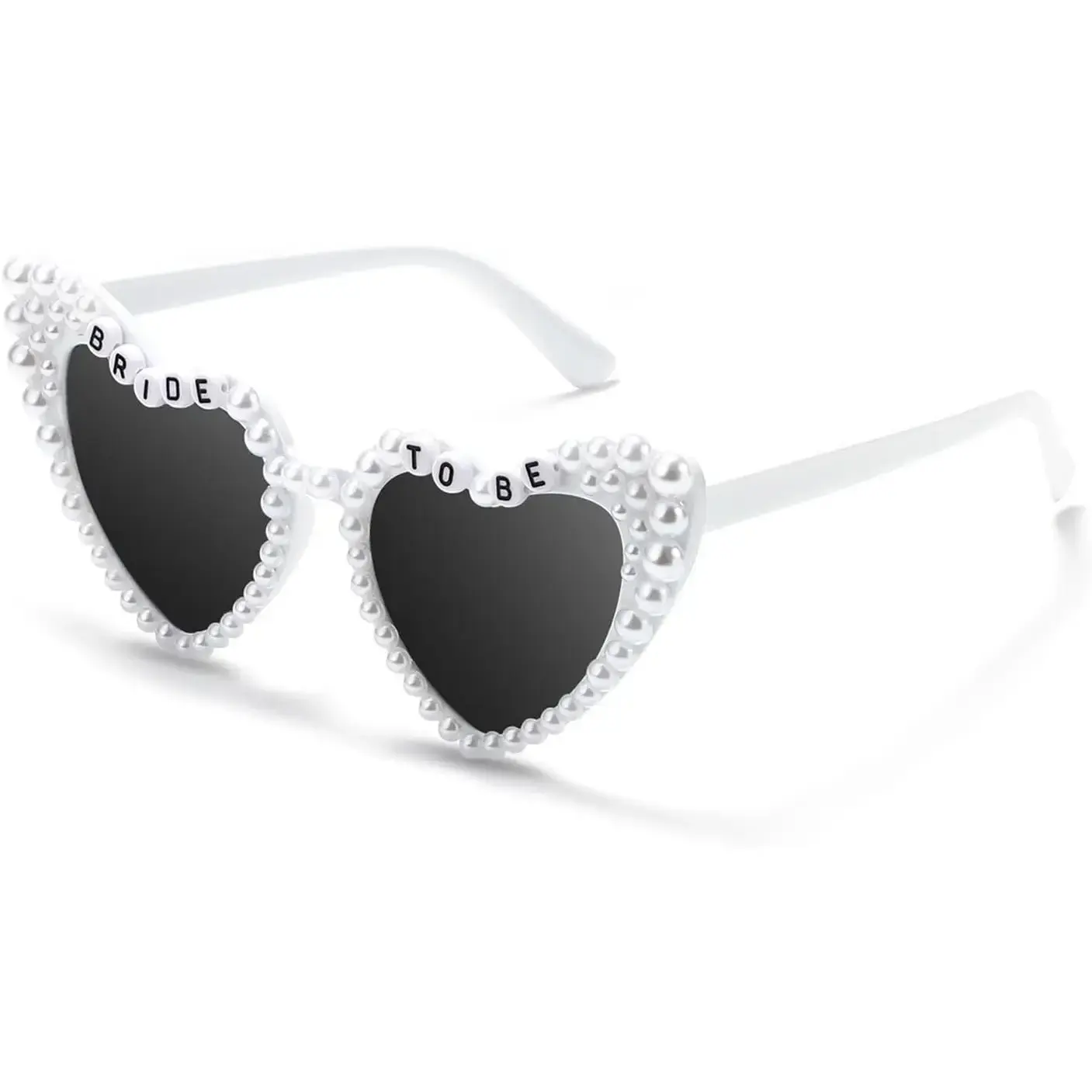 Super Sparkly Bride to Be Heart Sunglasses - Women's Elegant Pearl Embellished Eyewear, Perfect Bachelorette Party Accessories, Perfect Bride Gifts, Wedding Accessories, Cute Photo Props, Bridal Shower, Super Sparkly Bride Sunglasses