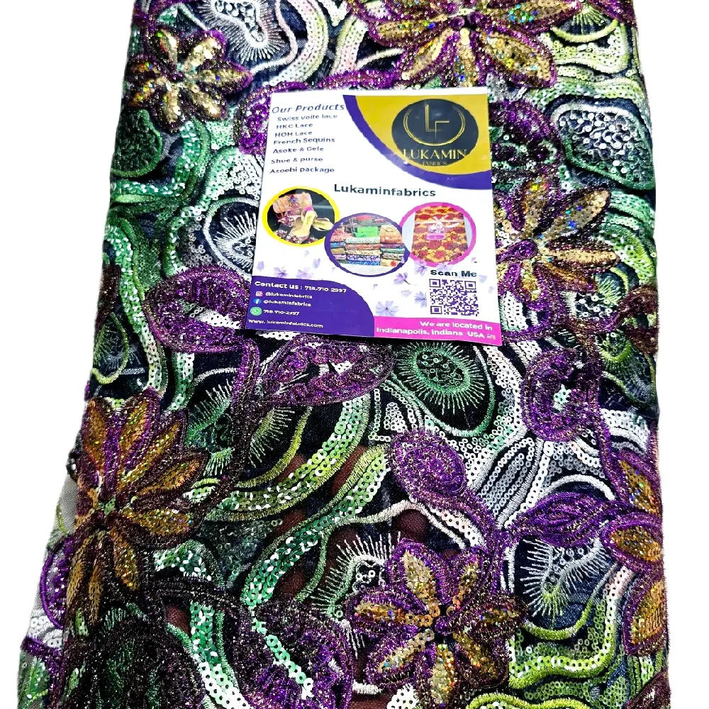 Lukamin Fabrics Adeshewa Guipure Lace with Minimal Sequin for Special Occasions - Sparkly & Versatile Fabric for Celebrations