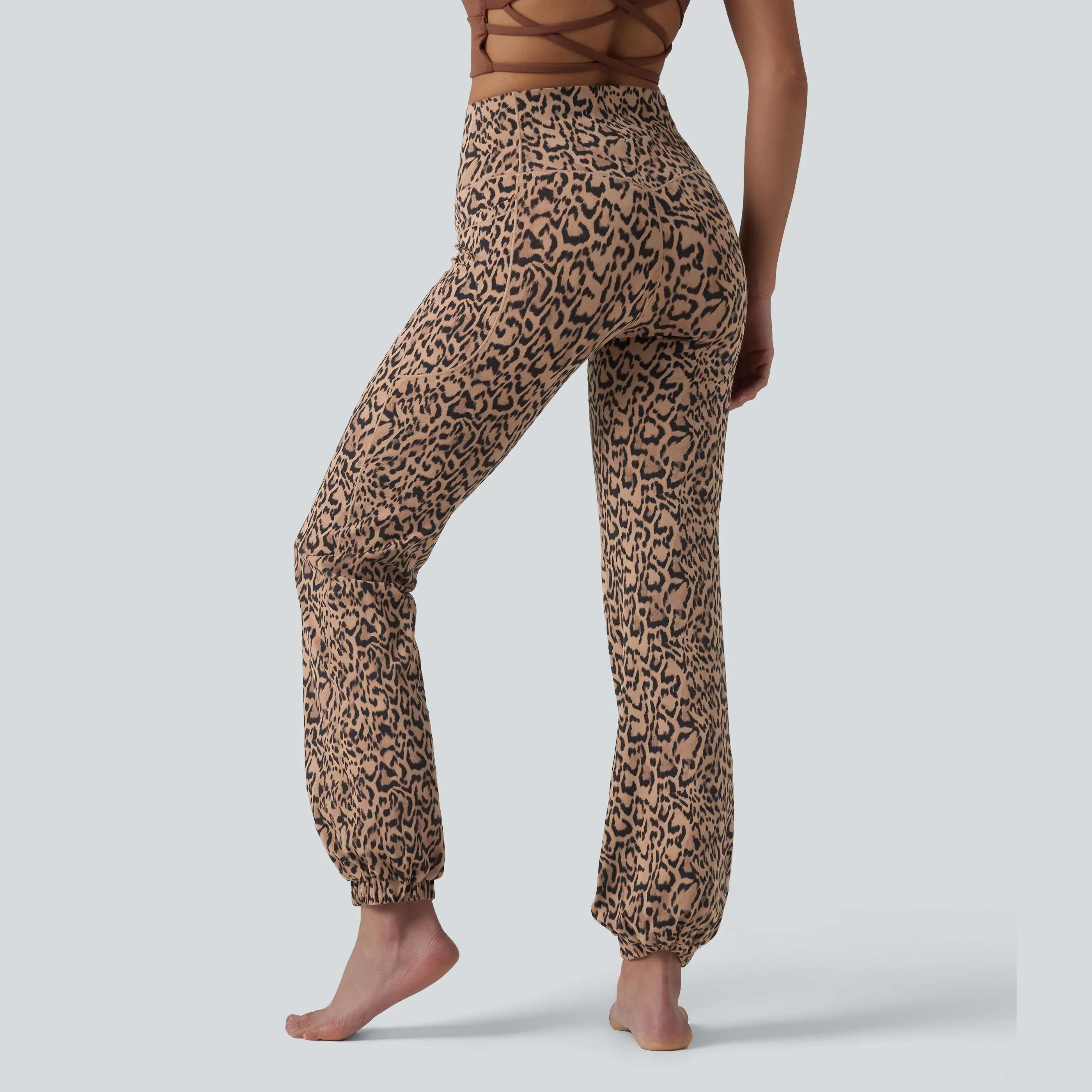 Halara SoftlyZero™ Leopard Print High Waisted Dance Balloon Joggers with Pockets-UPF40+