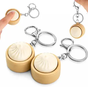 Father's Day Gift 2 Pcs Dumpling Fidget Toy Crisp Sound Creamy Keyboard Portable Stress Relief Fidget Clicker Keychain Cute Quiet Anxiety Sensory Focus Boost Toys for Adults Work Travel Home Office