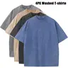 4-Pack Men's Plus-Size Vintage Heavyweight Sports T-Shirts 100% Cotton Acid Wash Finish Loose Fit Summer Sweat Absorption Multiple Colors