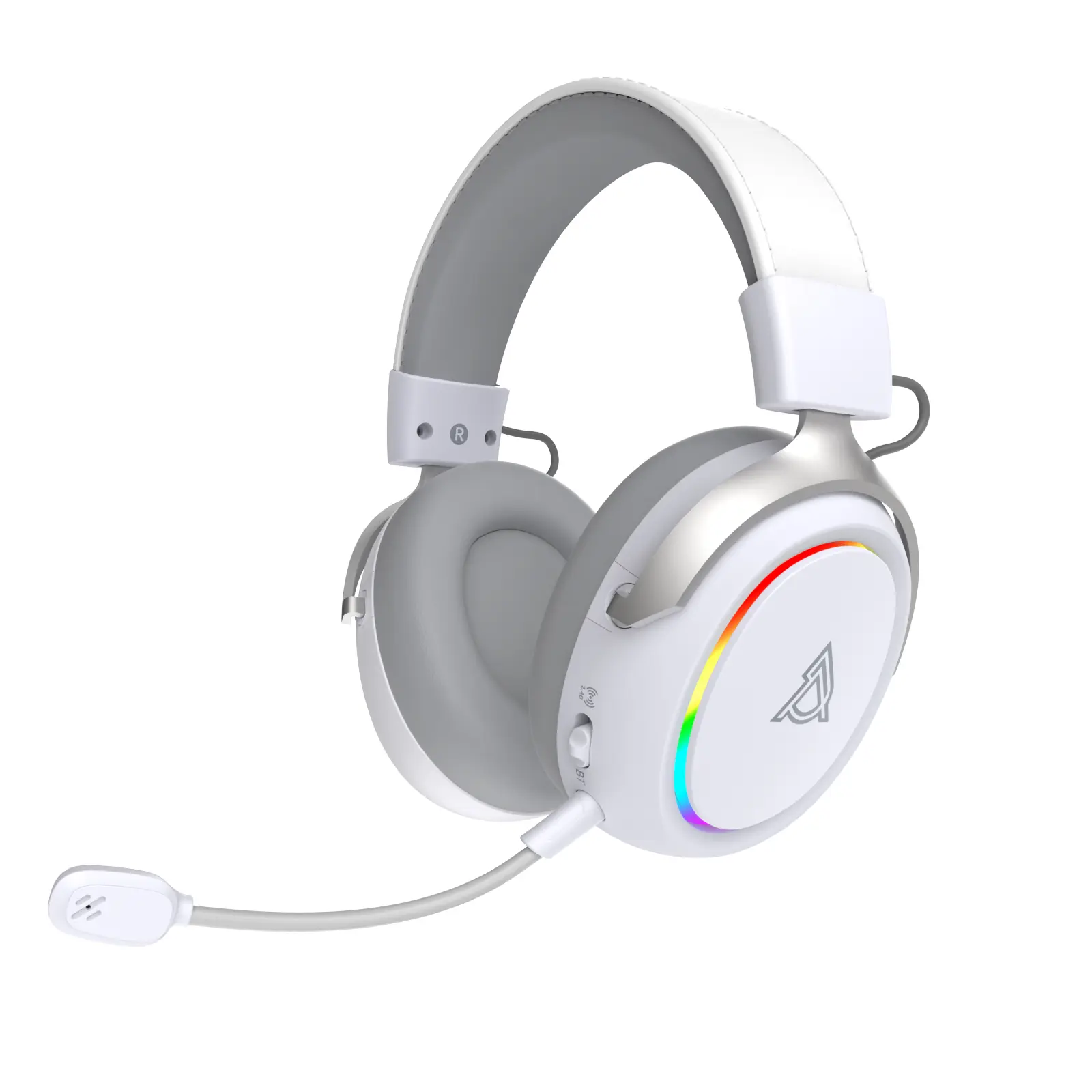 AJAZZ AHM10 MAX Over-Ear Gaming Headset - RGB Lights, Triple-Mode Connectivity, Active Noise Cancellation, Skin-Friendly Protein Leather, Low Latency, Extended Life, Master-Class Tuning, Multi-Device Compatible with Computers, Phones, Tablets