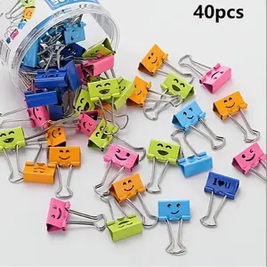 40 Mounts Face Smile Long Tail Clip, Bill Reverse Tail Phoenix Tail Clip, Office Clip, Essential Accessories for Your Workspace, Multifunctional Stationery, Decorative Long Tail Design