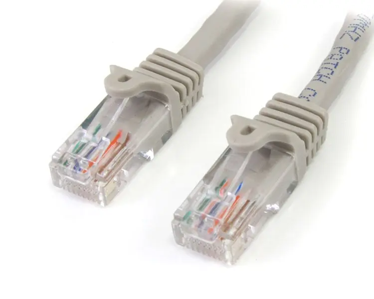 StarTech 25FT Gray Snagless Cat5e UTP Patch Cable - PVC Molded Strain Relief, Departmental Color Coding, Durable Jacket, RJ45 Clip for Reliable Network Connections
