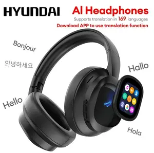 HYUNDAI X1 Pro Wireless Headphones with Detachable Full Color LCD Touch Screen Support 169 Languages Bluetooth Translation Function AI Assistant & Smart Chat