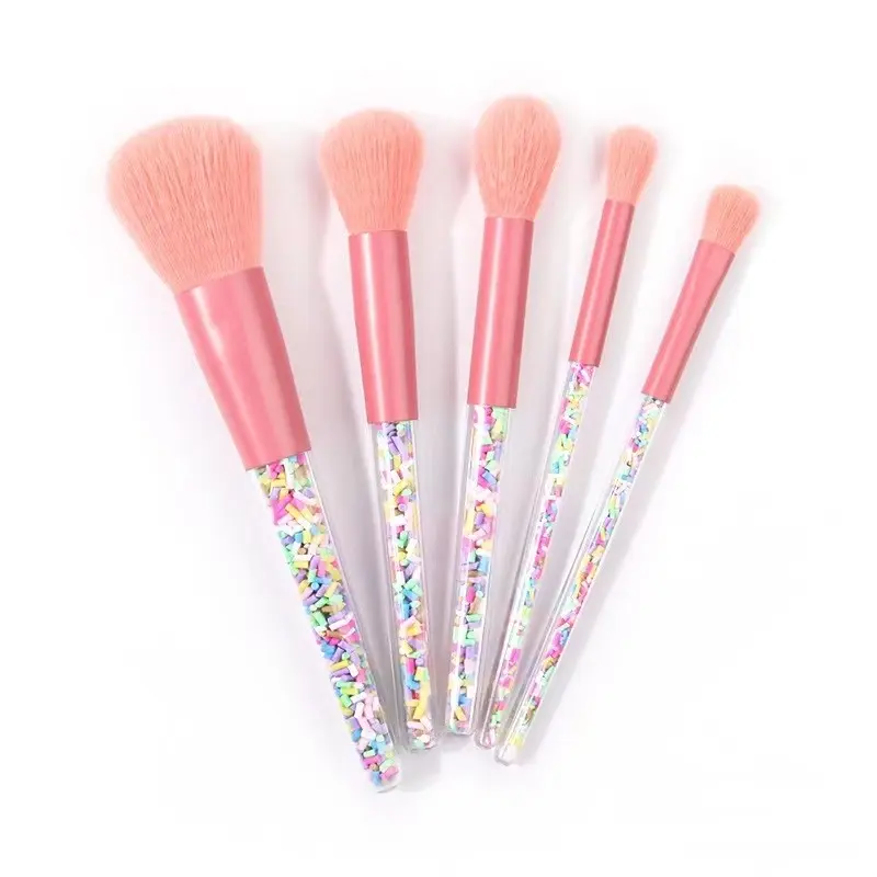 5-Piece Candy Color Makeup Brush Set, Brush Combo, Cosmetic Brushes, Soft Bristles, Ideal for Foundation, Blush, Eyeshadow, Portable Design