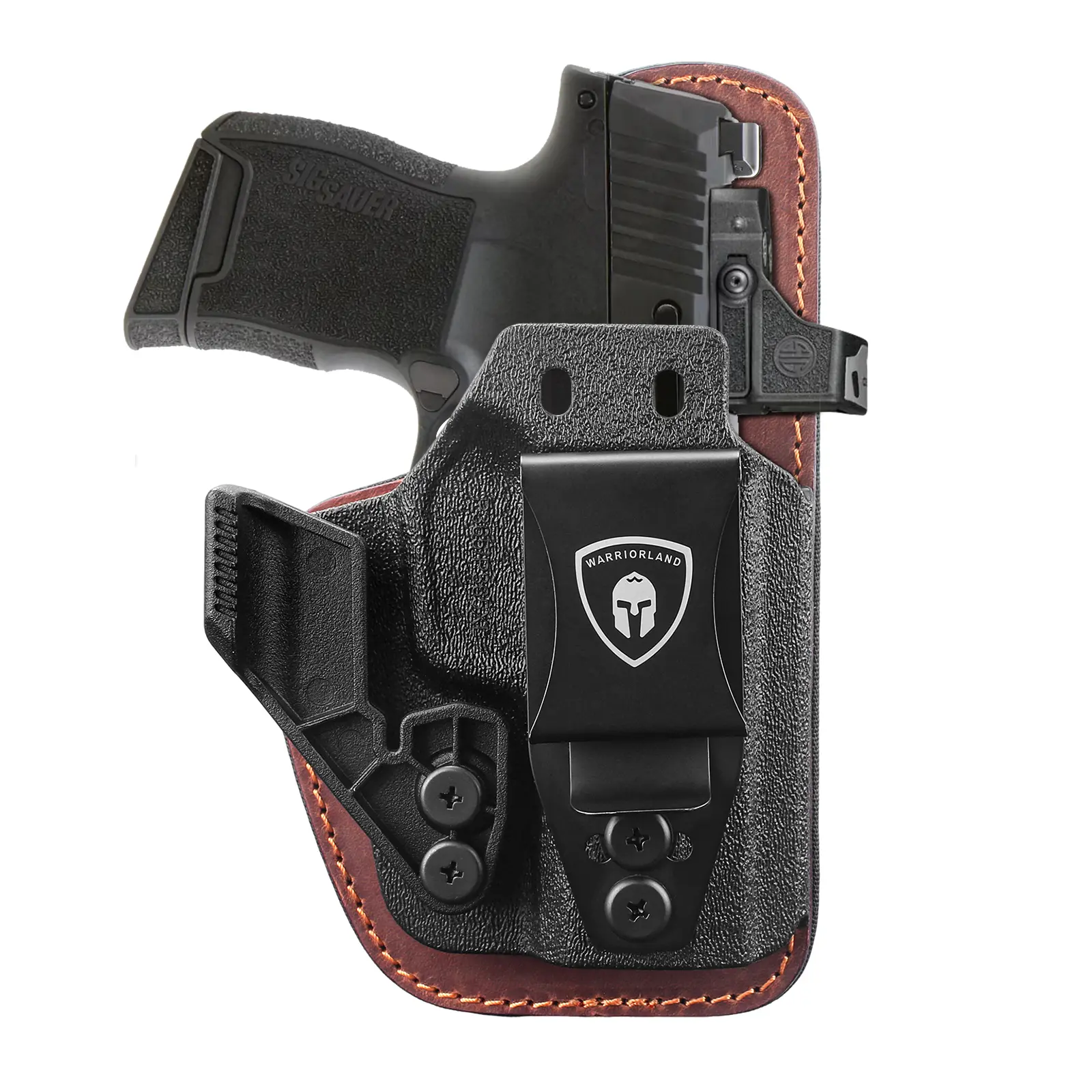 WARRIORLAND Hybrid IWB Holster for Sig P365, P365X, P365 XL, SAS, 380 - Precision Fit Kydex & Leather, Right-Hand Concealed Carry, Optic Ready, Adjustable Cant & Retention