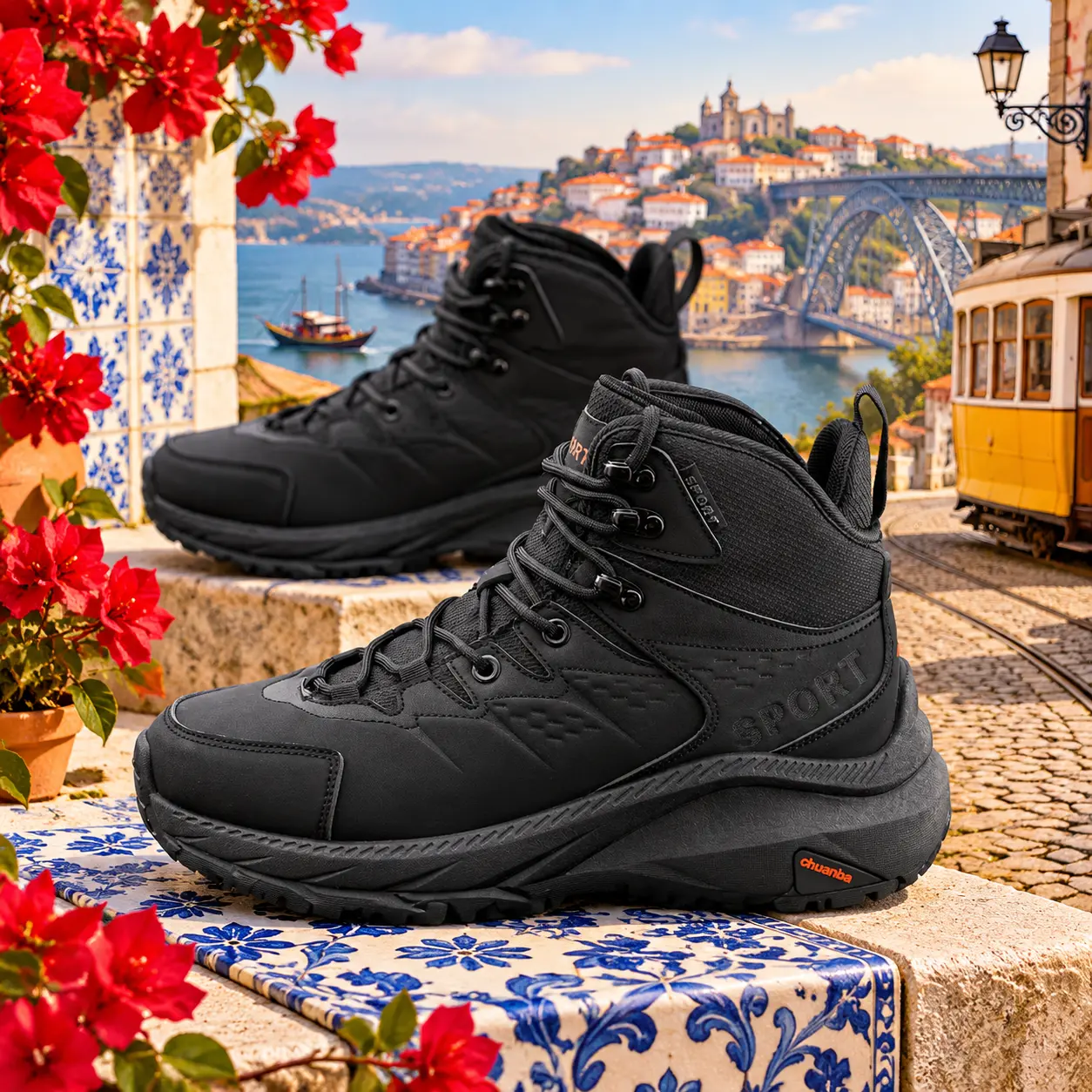 Men's Waterproof Hiking Boots - PU Leather, Lace-Up Mens Shoes with Breathable Padded Ankle Support, All Seasons Outdoor Trail Shoes for Daily Wear Comfort, Athletic, Rugged Style, Outdoor Trails, Trekking Shoes, Hiking Style Shoes