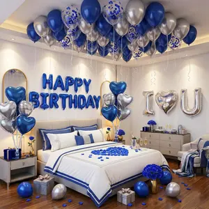 663pcs Royal Blue Balloon Set, Happy Birthday Aluminum Foil Balloons, Perfect for Party Decorations, Home Decoration, Photo Props