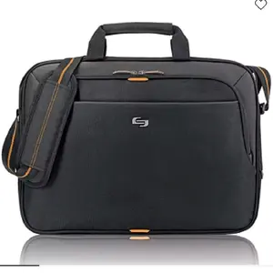 Ace Solo Slim Briefcase with Fully Padded 15.6" Laptop Compartment, Internal iPad/Tablet Pocket, 1 Front Zip Pocket & Adjustable Strap, 100% Polyester