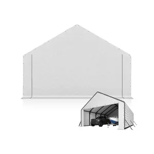 Weatherproof Carport Enclosure Panels, Heavy Duty PE Tarp with Zippered Doors and Ball Bungees, UV & Water Resistant Outdoor Shelter Kit for Metal Carports and Garages