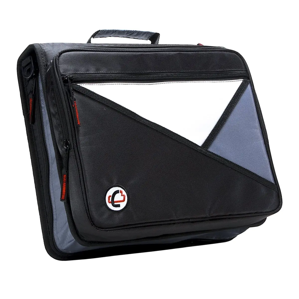 Case-It Universal Black 2 in. Zipper Binder, Square Pattern Ripstop Nylon with Laptop Pocket for School/Office, Lightweight 1.97 lbs, Puncture-Trapping, Tear-Proof, Angled Zipper, Laptop Bag, Built-In Organizer, Adjustable Shoulder Strap, Front Pocket, Bu