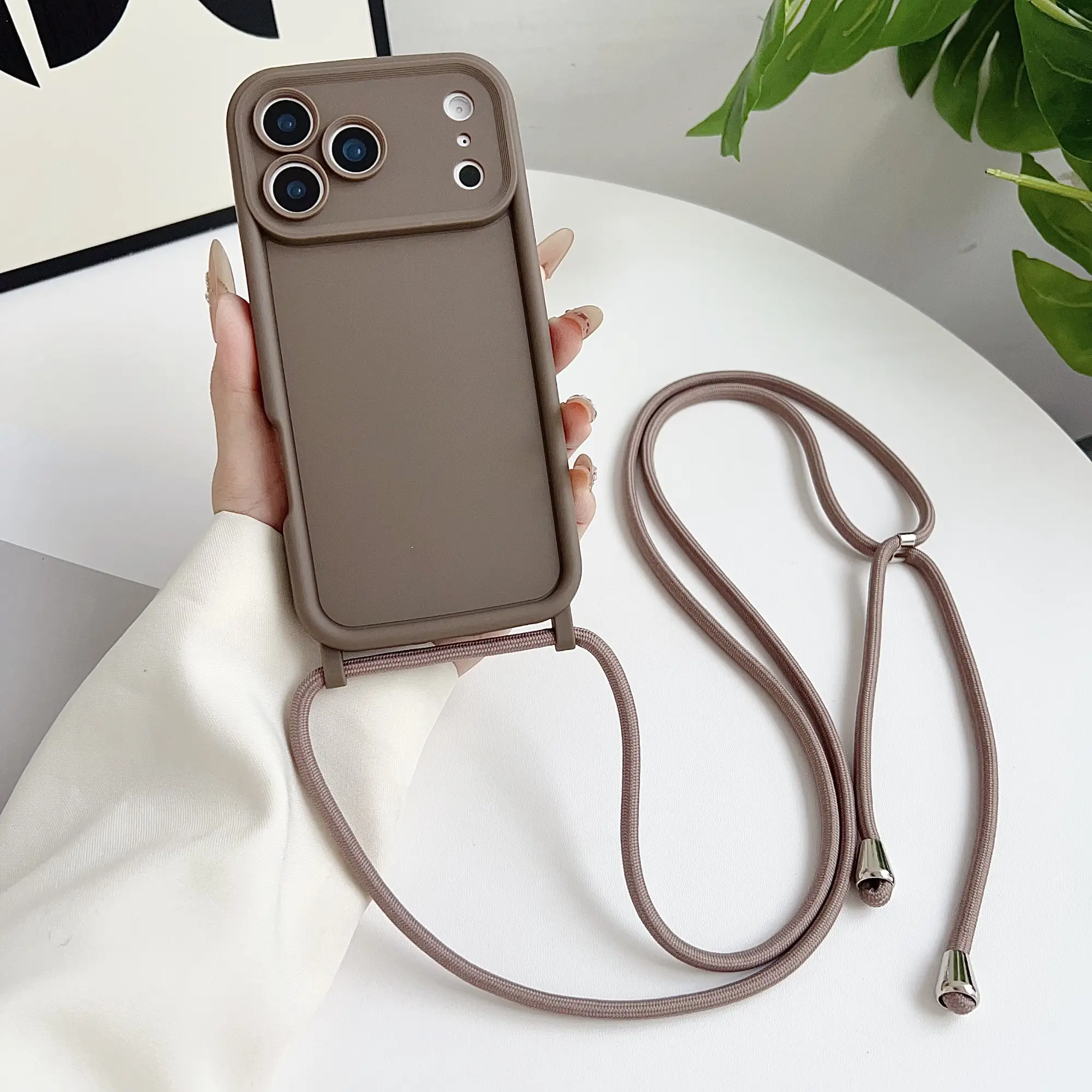 Cellphone Accessories, Solid-Color Lanyard Phone Case, Features a Detachable, Adjustable-Length Lanyard, Compatible with iPhone 15/14/13/12/11 Pro Max, Soft-Touch Matte Protective Cover that Doubles as a Crossbody Phone Bag, Phone Wristlet