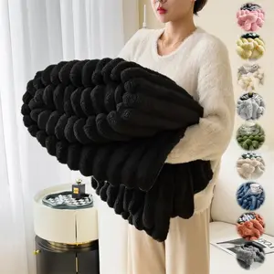 Faux Rabbit Fur Soft Fleece Blanket, Soft Fluffy Blanket, Warm & Cozy Throw Blanket, Versatile All-Season Gift for Home, Office & Travel, Available in Twin/Full/Queen/King Sizes