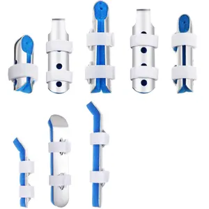 8 Pcs Blue Finger Splint Metal Finger Support Knuckle Stabilizer With Soft Foam Interior And Protective Vent Stretch Healthcare