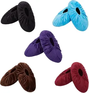 5-Pair Reusable Shoe Covers, Non-Slip, Washable, and Thickened Boot Covers for Floor and Carpet Protection