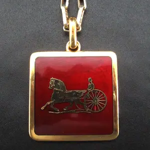 Pre-owned Celine Brass Small Leather Goods Carriage Pendant Necklace