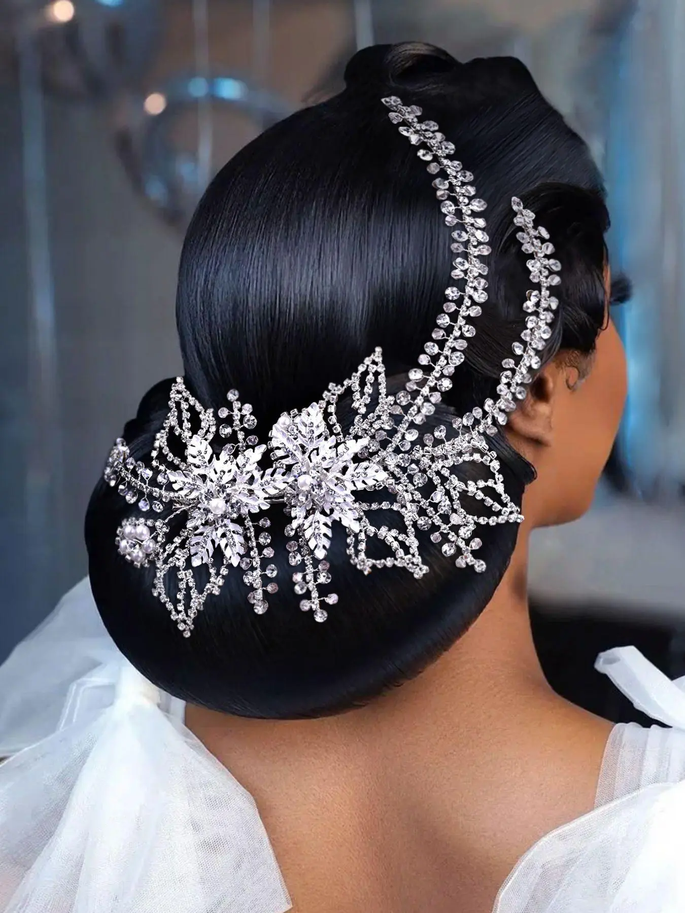 Mother's Day Gift Rhinestone & Faux Pearl Decorated Hair Clip, Elegant Flower Design Headwear for Wedding, Bridal Party Favor Hair Accessory, All Seasons