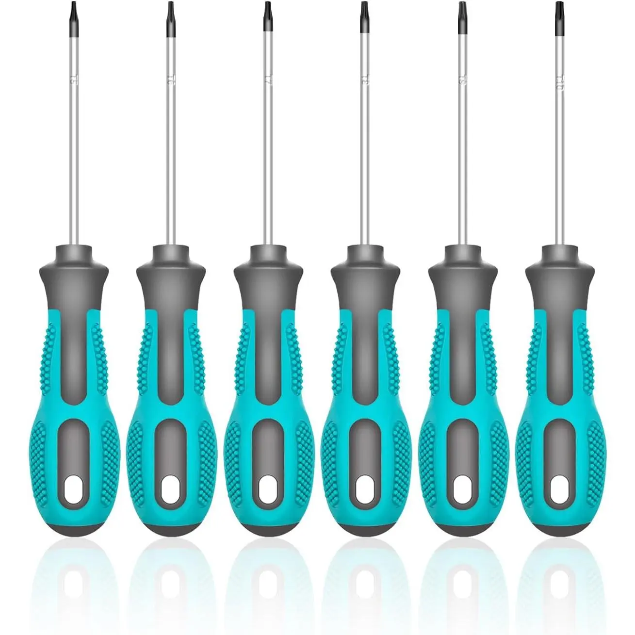 Torx Screwdriver Set, 6-Piece Small Star Screwdriver Set with T5, T6, T7, T8, T9, T10 Mini Security Torx Screwdrivers, Professional Non-Slip Cushion Grip Magnetic Screw Driver Set Kit (Green)