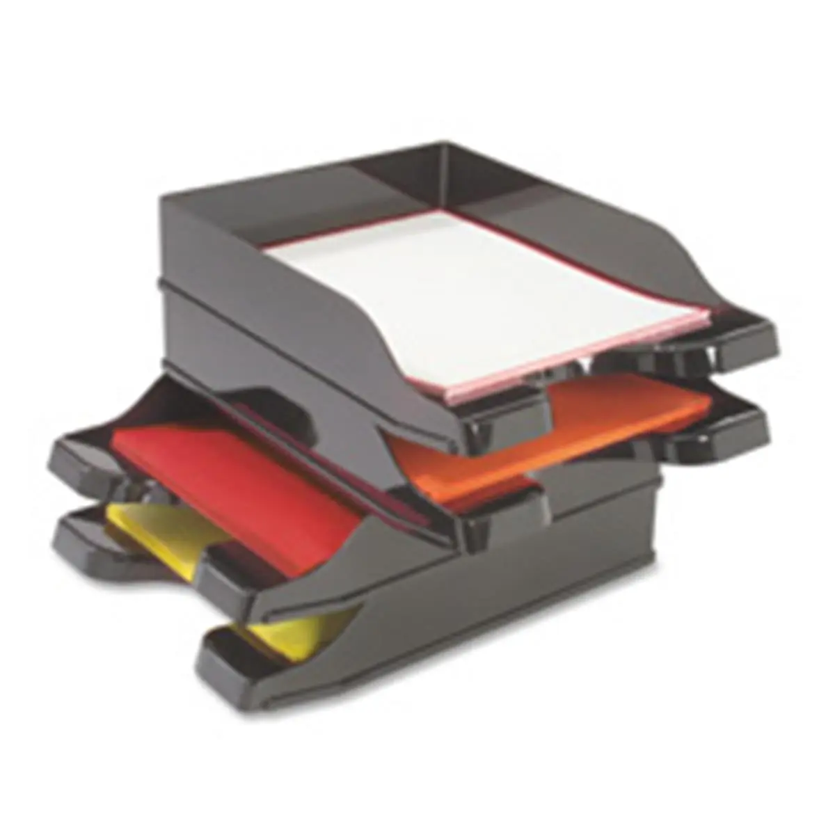 Deflect-O Corporation DEF63904 Multi-Directional Stacking Tray- 10in.x13-.75in.x2-.50in.- 2-ST- BK