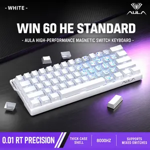 AULA WIN60 HE mini keyboard, Gaming Keyboard, 61-key wired connection, plug and play, cool RGB lighting effect, magnetic axis hot plug, specially designed for e-sports games, quick trigger response, suitable for notebook/computer equipment connection.