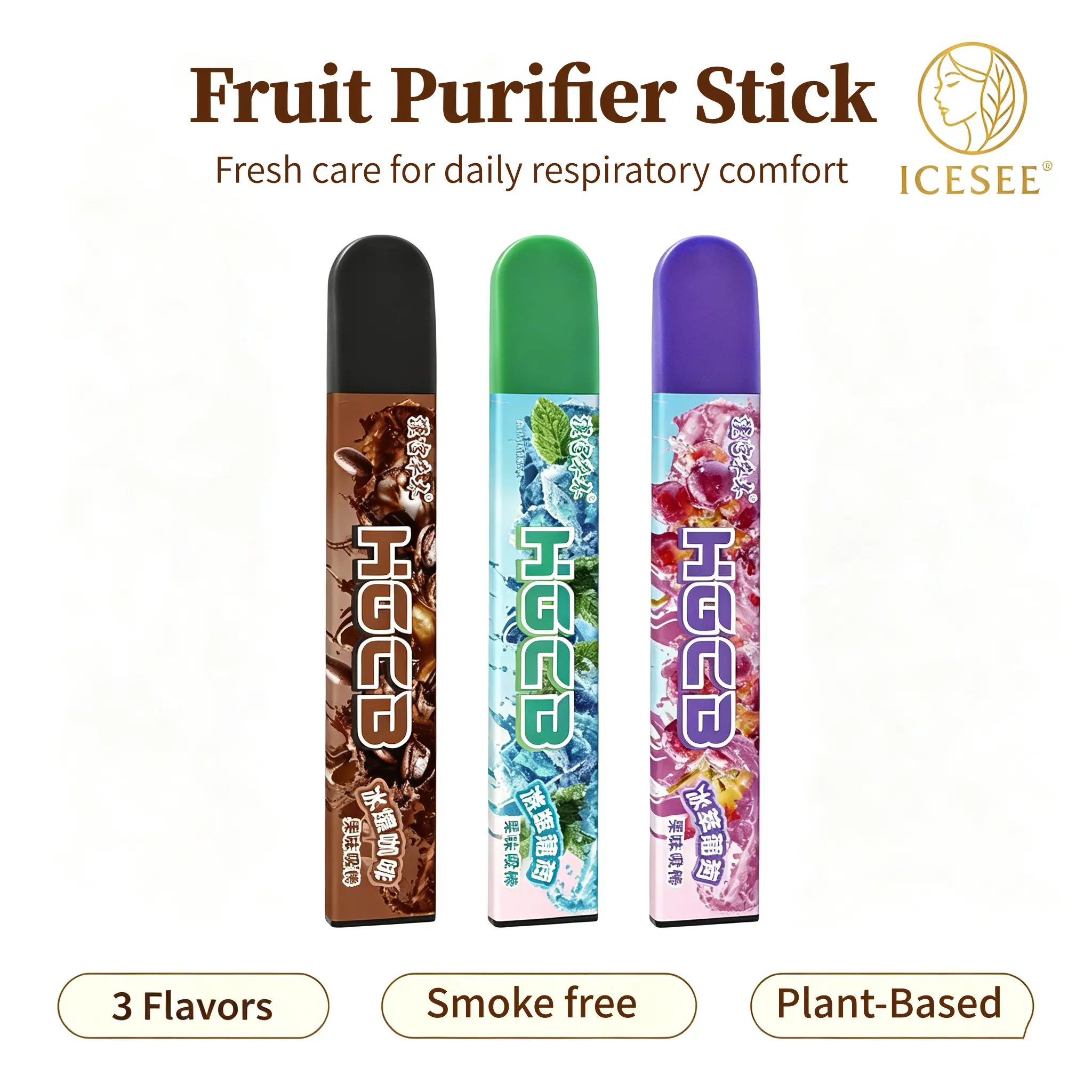 ICESEE Purifier Stick, Natural Botanical Aroma Stick, Assorted Fruit Scent for Daily Fresh Breath & Comforting Scent, Portable Fragrance Stick