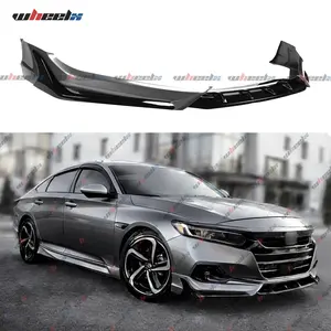 2021-2022 – Honda Accord All Models – 3-Pieces ACR Style Front Bumper Lip Spoiler Kit, with Aerodynamic Design, Modern Steel Metallic (Color Code #NH-797M), Glossy Black Front Bumper Lip Body Kit
