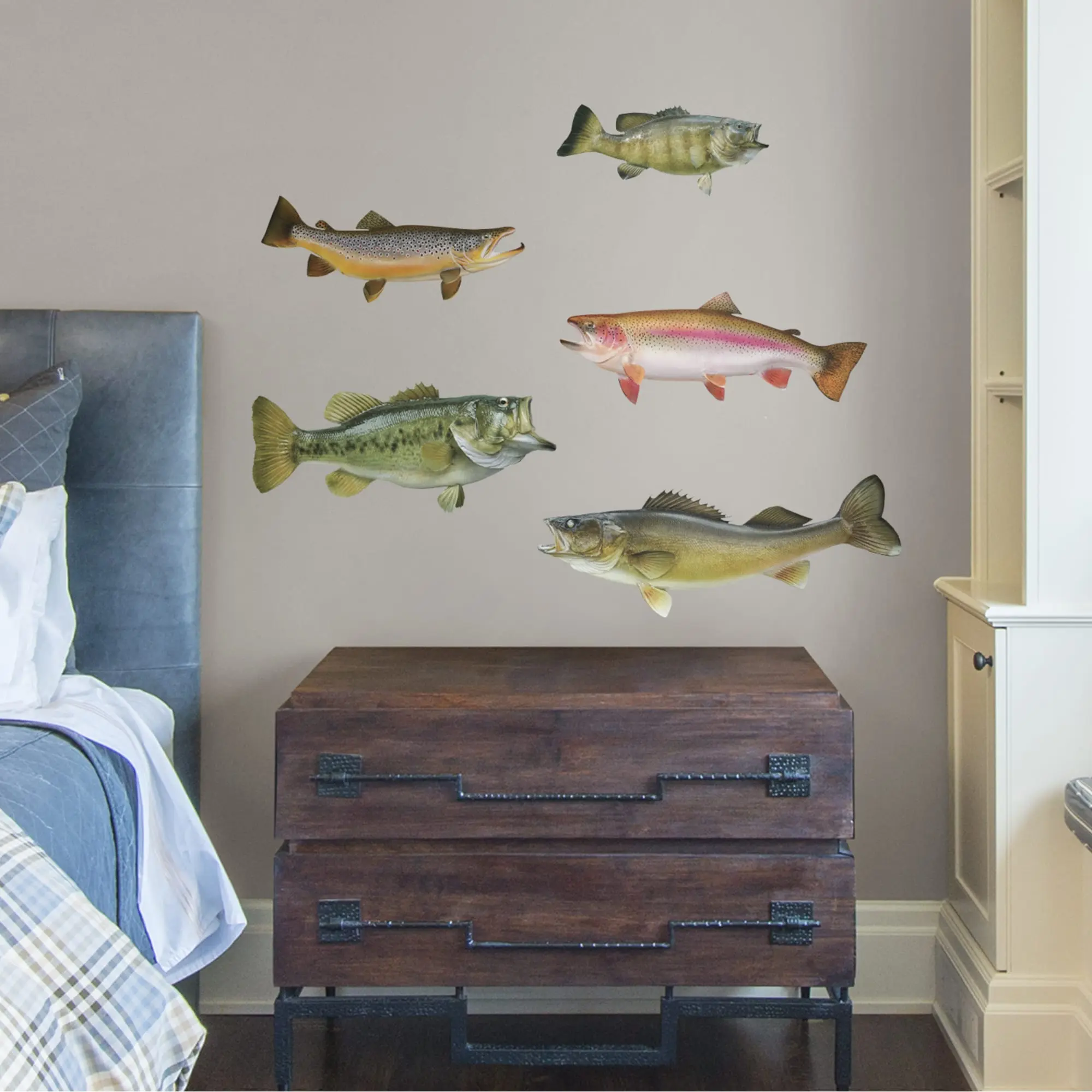 Game Fish Decorative Wall Stickers - Removable Vinyl Adhesive Stickers for Home Decor, Sticks to Most Smooth Surfaces