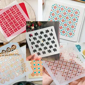 5pcs Cake Sprinkle Molds, Geometric Decorative Templates, Pastry Decorative Kit, Pet Food Grade Material, Wedding Birthday Party Desserts, Biscuits, Fondant Cakes