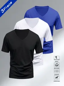 Soft Comfortable V-Neck Top, Breathable Sweat-Wicking Sporty T-Shirt, Athletic Style Activewear, Casual Fashion, Ideal for Gym, City Outing, Outdoor Activities