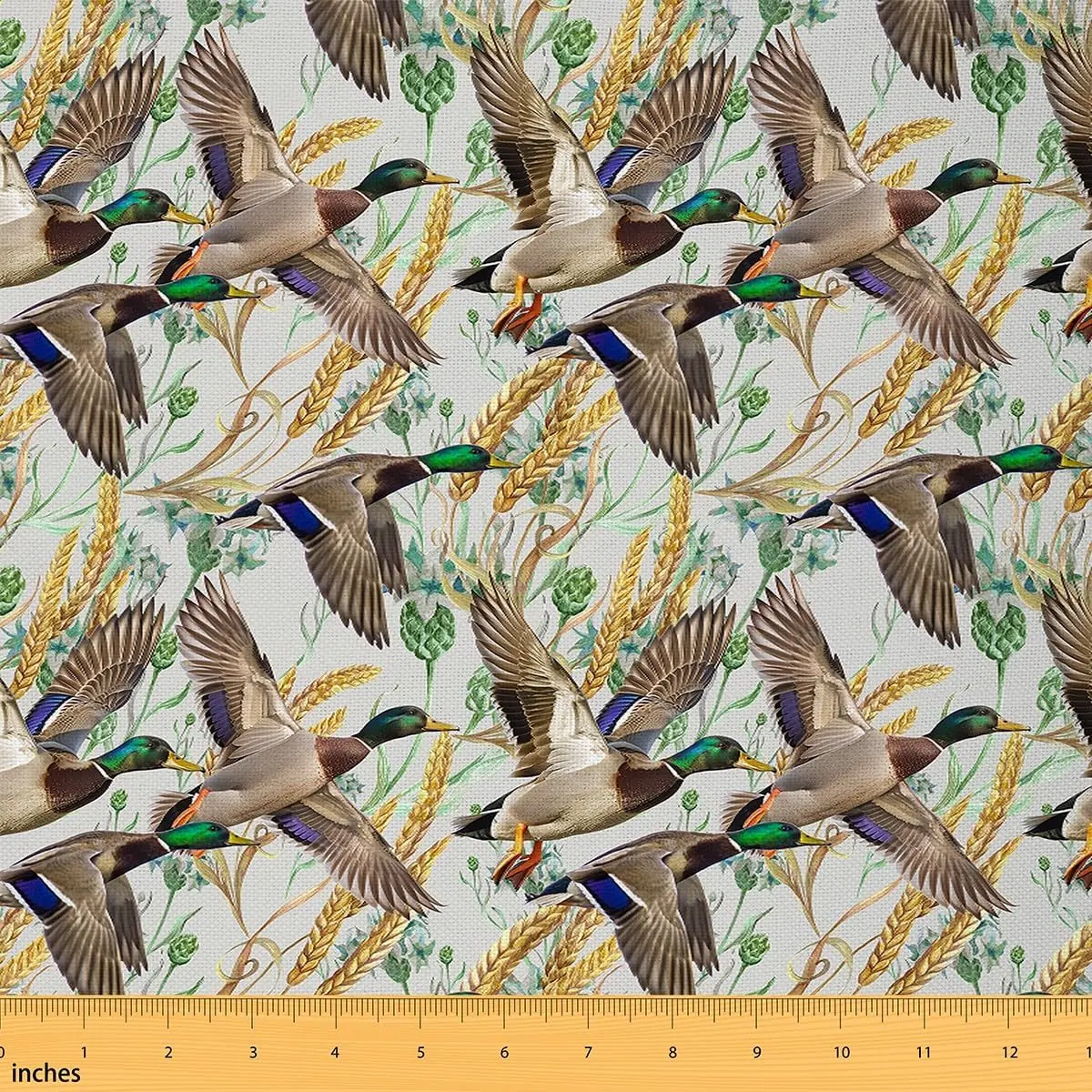 Feelyou Cute Mallard Duck 2 Yds Fabric by the Yd - Waterproof Durable Indoor/Outdoor 3D Upholstery Fabric for Fall Lodge Cabin Decor, Durable Fabric