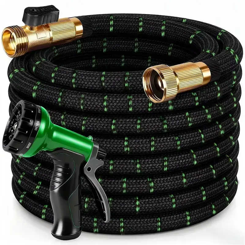 100-Foot non-Extendable Garden Hose - Heavy-duty flexible hose for home gardens, with an inner diameter of 1/2 inch and a 3/4-inch solid rotating connector, resistant to kinking and leakage