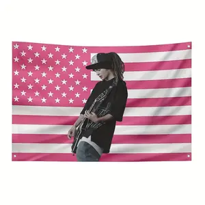 2D Door Banner Tokyo Hotel Pink American Flag Banner | 3x5 Ft Polyester Outdoor & Indoor Use, 4 Grommets, Suitable for Room Bedroom Dorm Yard Wall Decor, Blanket Tapestry, Cool Music Poster, Funny Cute Summer Garden Flag, Christmas Gift Merch Home Decor G