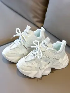 Breathable Mesh Kids Dad Shoes with Buckle, Thick Sole, Soft Comfort, Cute Toddler Daily Wear, Versatile Street Style, Casual Trainers, Sneakers Shoe