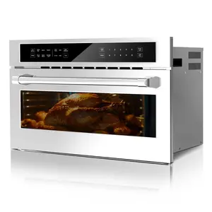 Garvee 30 Inch Microwave Convection Oven, 1.6 Cu.Ft. Built-In Convection Oven and Microwave Combo with Air Fry, Touch Control, Drop-Down Door, Stainless Steel Finish, 1700W, Silver