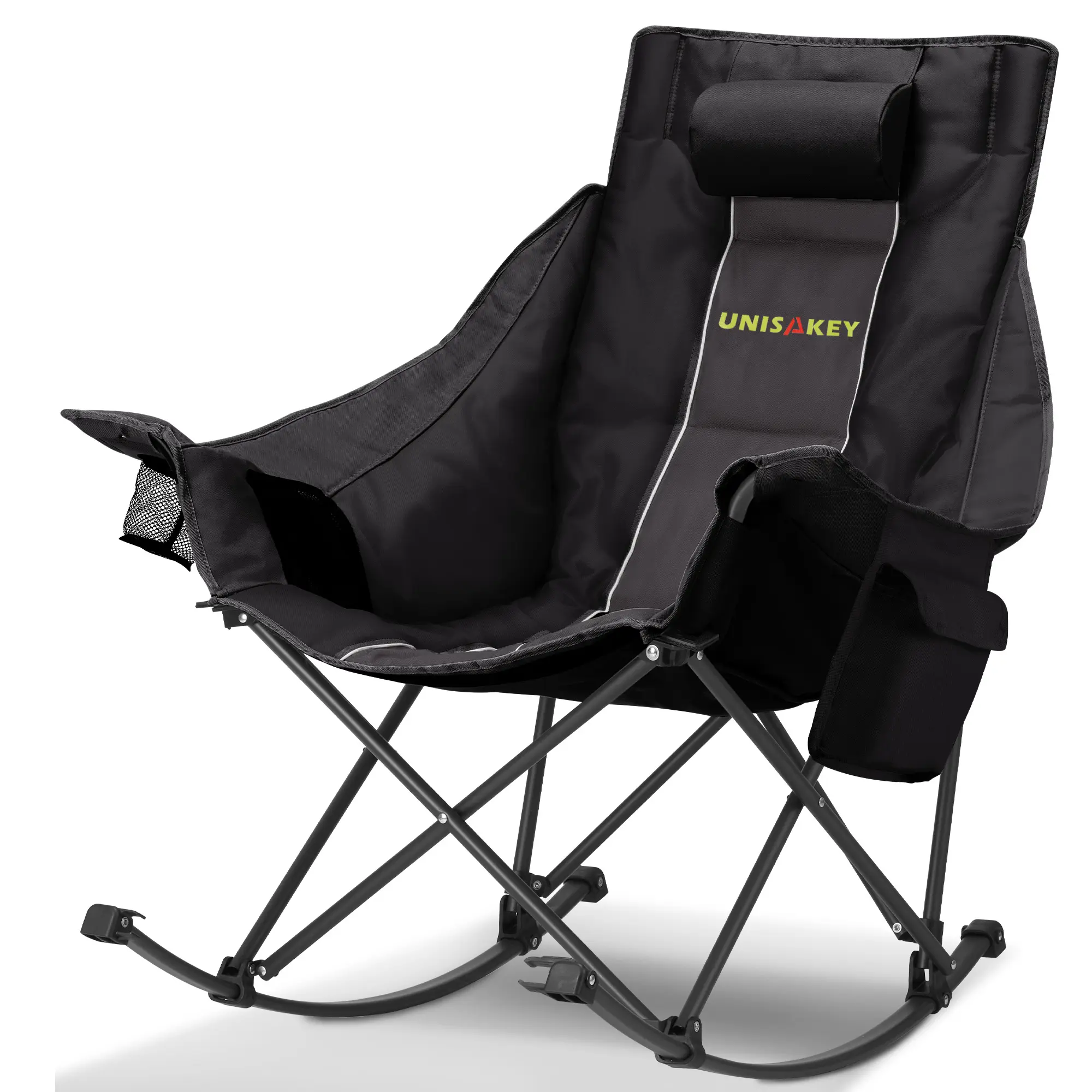 400lbs Oversized Rocking Chair, 600D Oxford Portable Folding Camping Chair with Headrest & Cup Holder for Outdoor Beach Backyard,summerwins,outdoorfurnitureset,home decor,camping essentials campingessentials