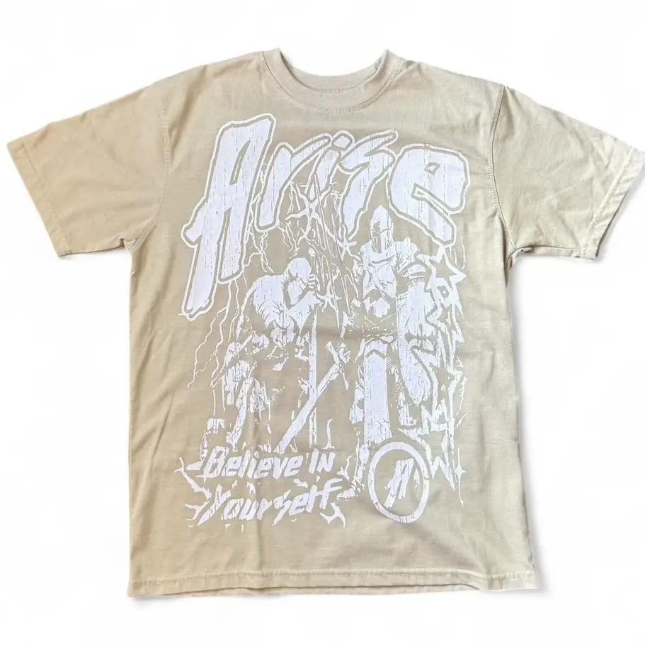 ARISE Streetwear "Believe In Yourself" Graphic T-Shirt - Beige 100% Cotton