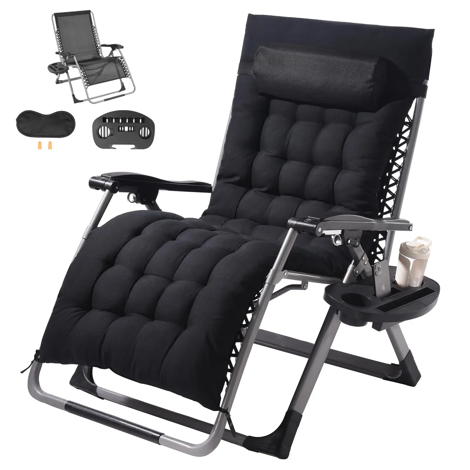 【Summerfinds】VEVOR Zero Gravity Chair 33 inch Zero Gravity Recliner Lounge Chair for Indoor and OutdoorAdjustable Anti Gravity Chair with CushionHeadrestFootrestand Cupholder500 lbsBlack,summerwins,outdoorfurnitureset,home decor,camping essentials