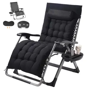 VEVOR Zero Gravity Chair,  33 inch Zero Gravity Recliner Lounge Chair for Indoor and Outdoor, Adjustable Anti Gravity Chair with Cushion, Headrest, Footrest, and Cupholder, 500 lbs, Black