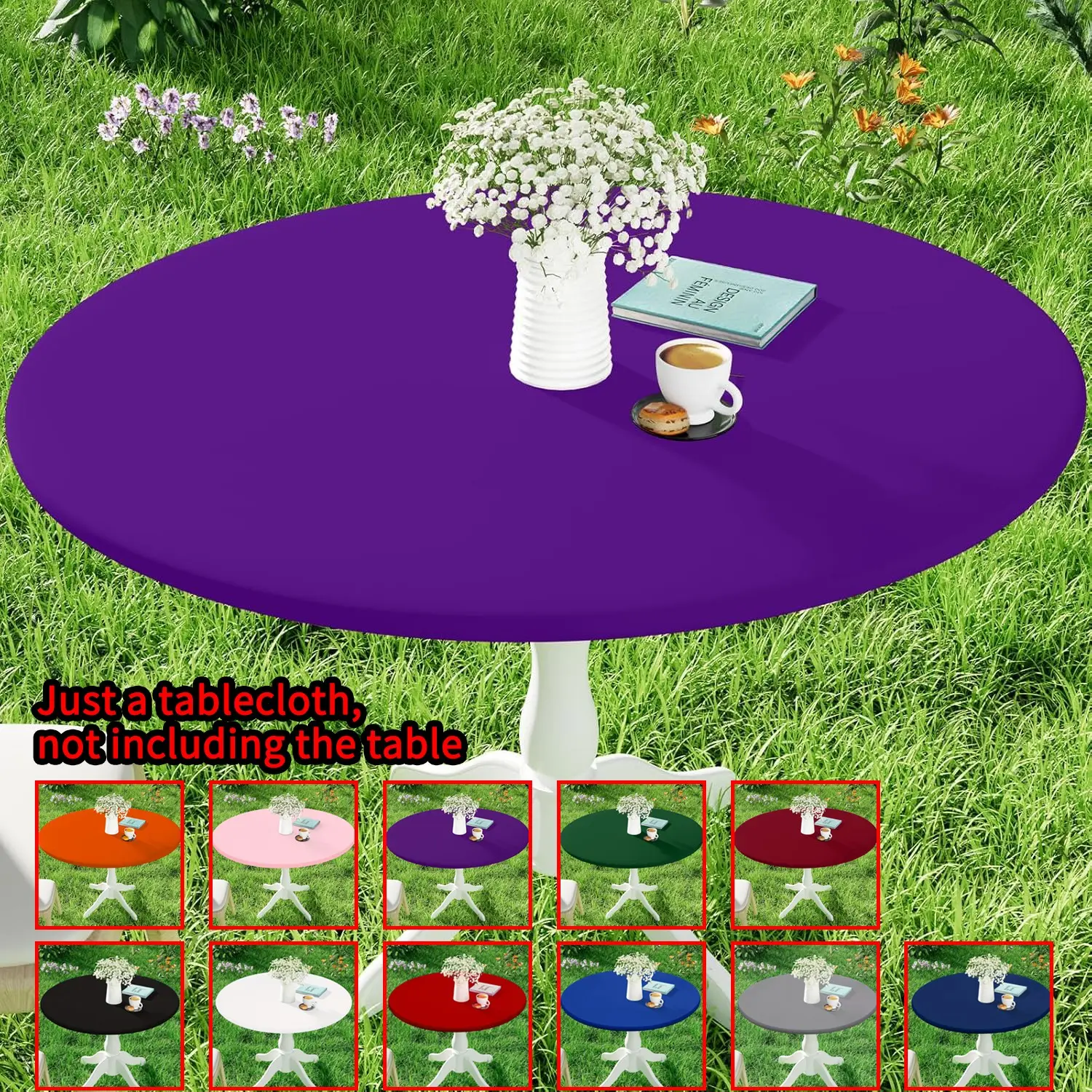 1pc Round Half-Pack Milk Silk Tablecloth, Polyester Stretch Fit Washable Table Cover, Ideal for Indoor Outdoor Garden Picnic Camping Party Wedding Banquet