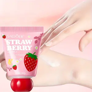 SADOER for all Light Beige Types Strawberry VC Radiance Hand Cream - Hypoallergenic Vitamin C Moisturizer Hydrate Moisturizing Suitable for Very Dry & Rough, Hydrating to Soften, Smooth & Even Light Beige, Light Beige for Hands & Cuticles, Moisture