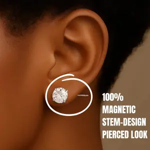 Allureis SnapMags Stud Magnetic Realistic Pierced-Look Stem Back Earrings Comfortable Everyday Wear Minimalist Design for All Ages jewelry men Gold Plated Stainless Steel Cuban Link Bracelet cuban link chain Necklace Initial Letter one of gifts rosary