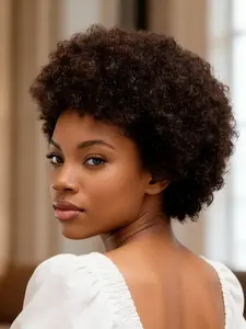 8 Inches Short Afro Glueless Kinky Curly Human Hair Wigs for Women, Natural Look, Easy Maintenance, Perfect for Daily Wear, Natural Looking Wig