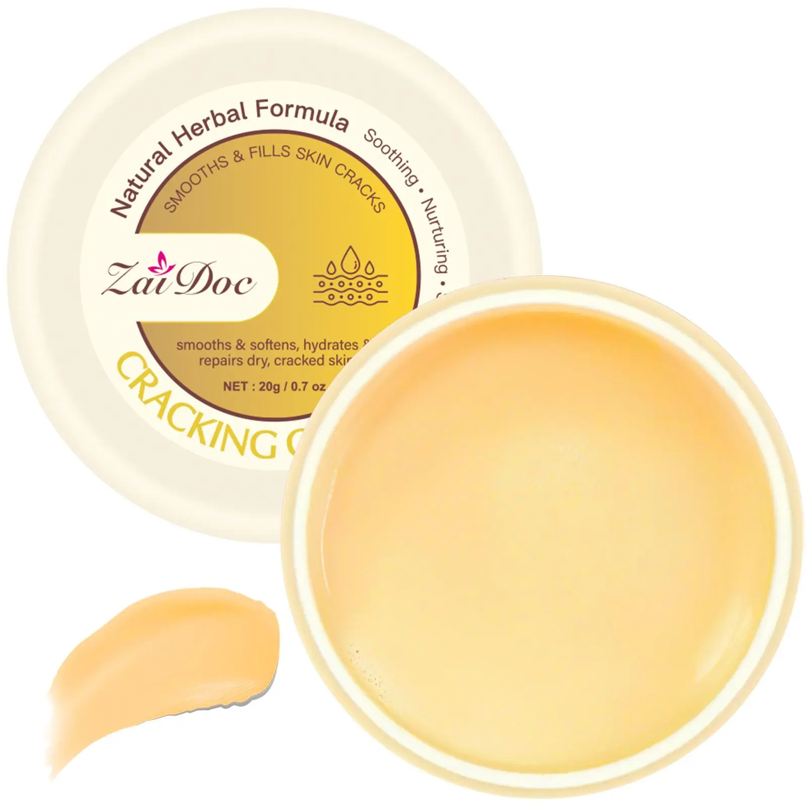 ZaiDoc Cracking Ointment: Natural Herbal Formula to Smooth, Soften, Hydrate & Repair Dry, Cracked Skin - Soothing & Nourishing