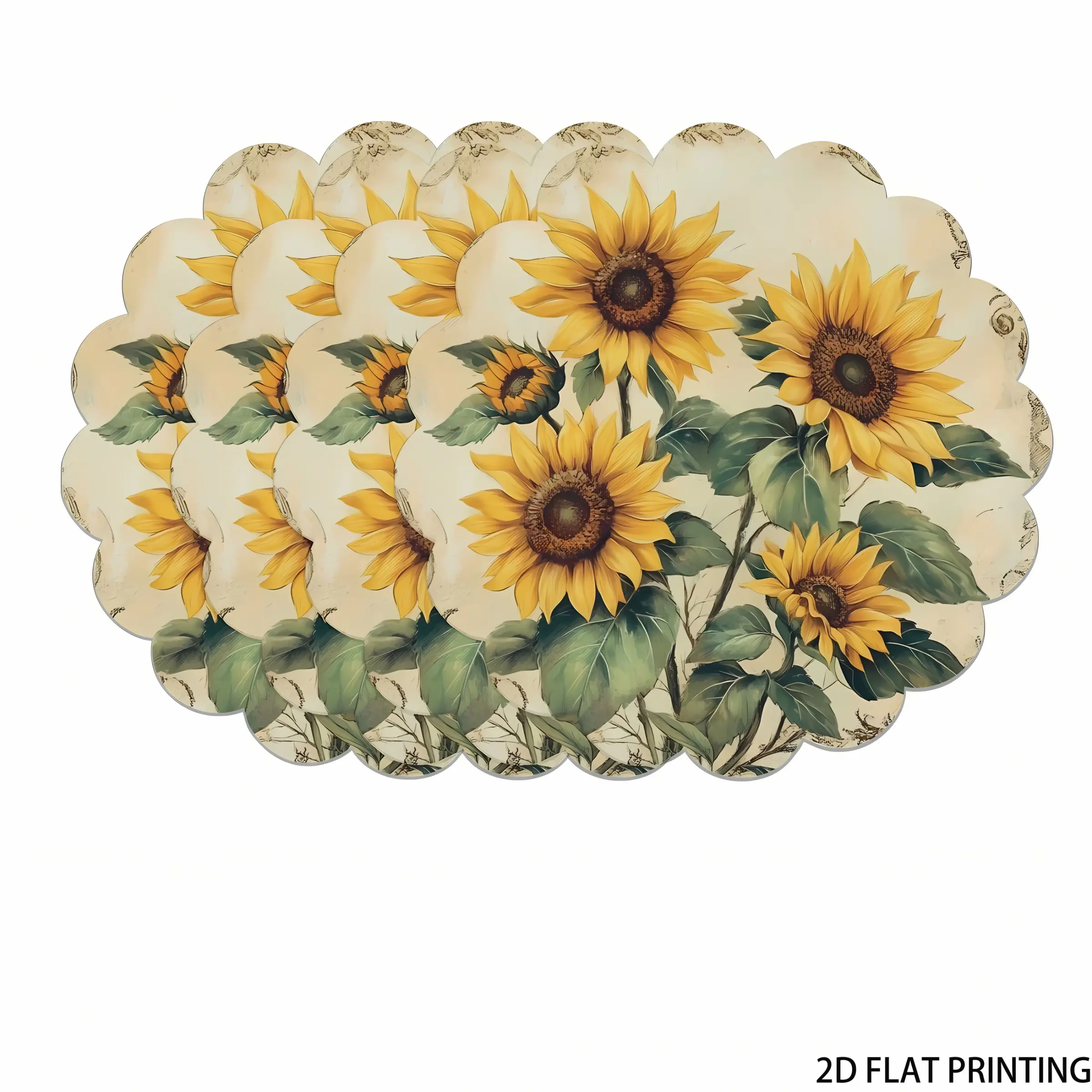 Set of 2 pieces/4 pieces, spring sunflower themed Household Placemat, Dining table placemats, suitable for dinner parties, home decoration, anti slip and easy to clean, 2D high-definition printing, Size 15x15 inches
