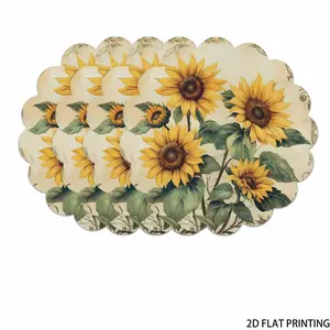 2D flat printing, set of 2 pieces/4 pieces/6 pieces/8 pieces, spring sunflower themed table mat, suitable for dinner parties, home decoration, and creating festive atmosphere, anti slip and easy to clean, 2D high-definition printing. Size 15x15 inches